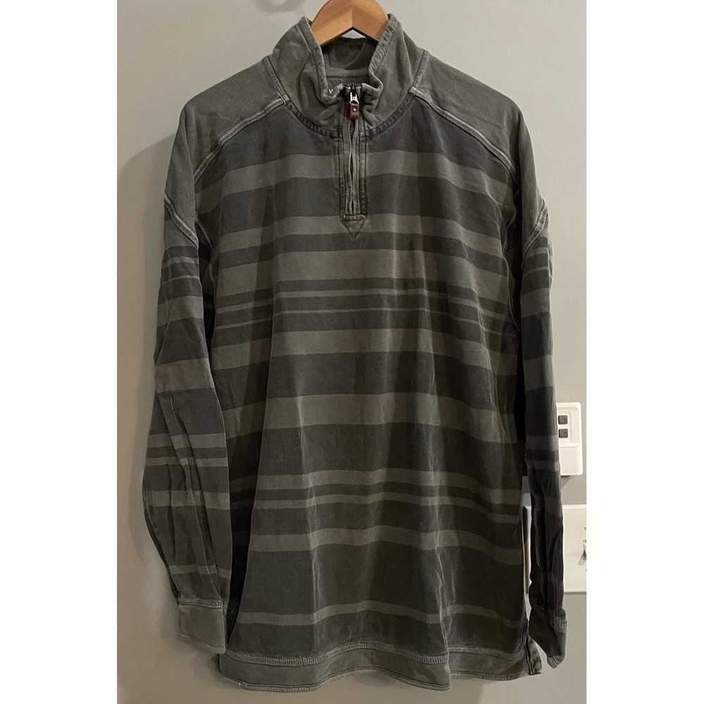 Woolrich Shirt Striped Heavyweight Canvas Pullover 1/4 Zip Mens Large‎